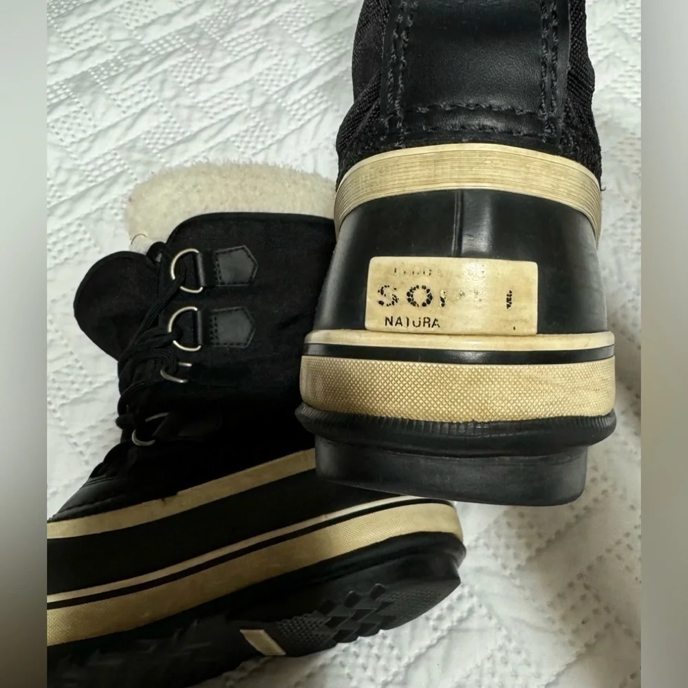 Sorel Faux Fur Black Insulated Lined Winter Snow Boots Woman Lady Size 8 - Picture 4 of 6